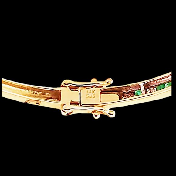 14K Gold Diamond and Emerald Bangle Bracelet - make an offer - Picture 12 of 15